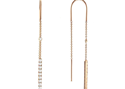 CZ Studded Bar Threader Earrings